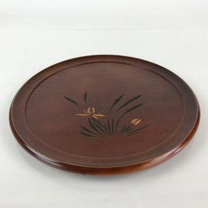 Japanese Lacquerware Wood Carving Tray Obon Vtg Artinst Teruji Tsuji Flower UR83