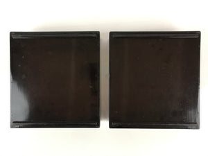 Japanese Lacquerware Wooden Bento Box 4 Tier Vtg Black Lidded Box Jubako JB81