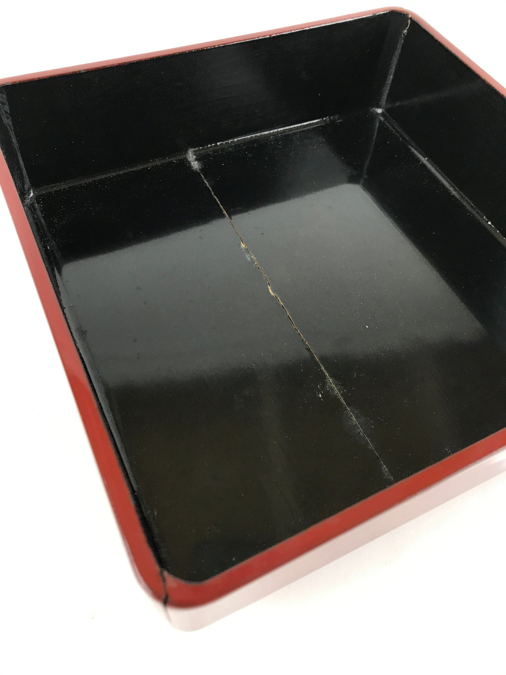 Japanese Lacquerware Wooden Bento Box Red 2 Tier Vtg Jubako Raden Crane JB79