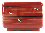 Japanese Lacquerware Wooden Bento Box Red 2 Tier Vtg Jubako Raden Crane JB79