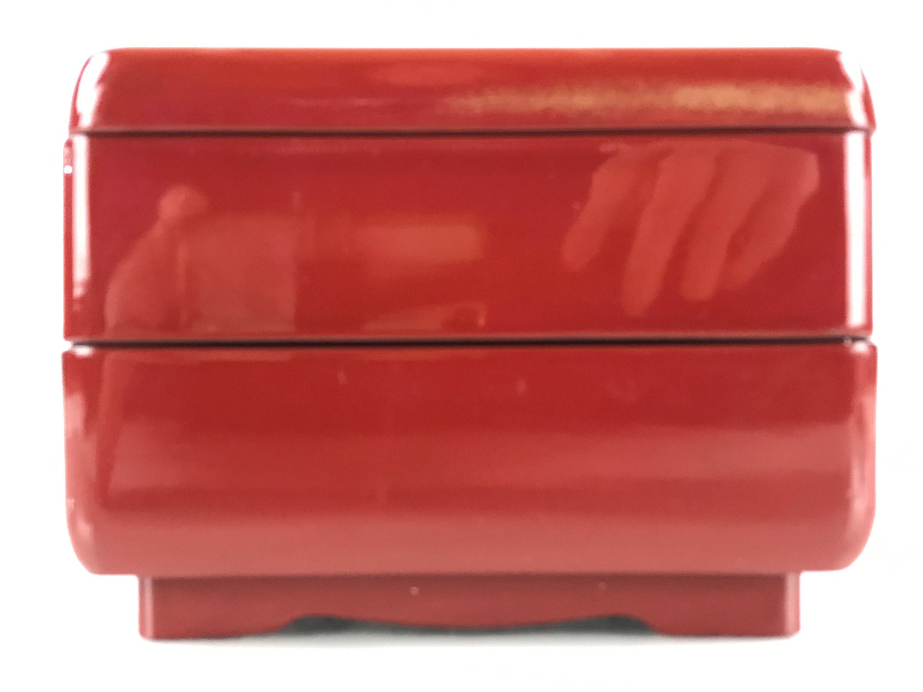 Japanese Lacquerware Wooden Bento Box Red 2 Tier Vtg Jubako Raden Crane JB79