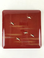 Japanese Lacquerware Wooden Bento Box Red 2 Tier Vtg Jubako Raden Crane JB79