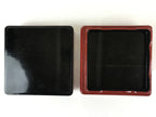 Japanese Lacquerware Wooden Bento Box Red 2 Tier Vtg Jubako Raden Crane JB79