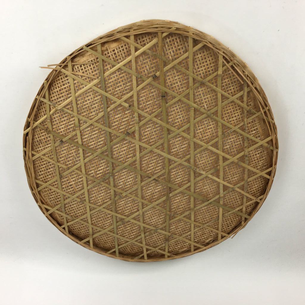 Japanese Large Bamboo Drying Basket Vtg Natural Round Kago Zaru 53cm Wide B157