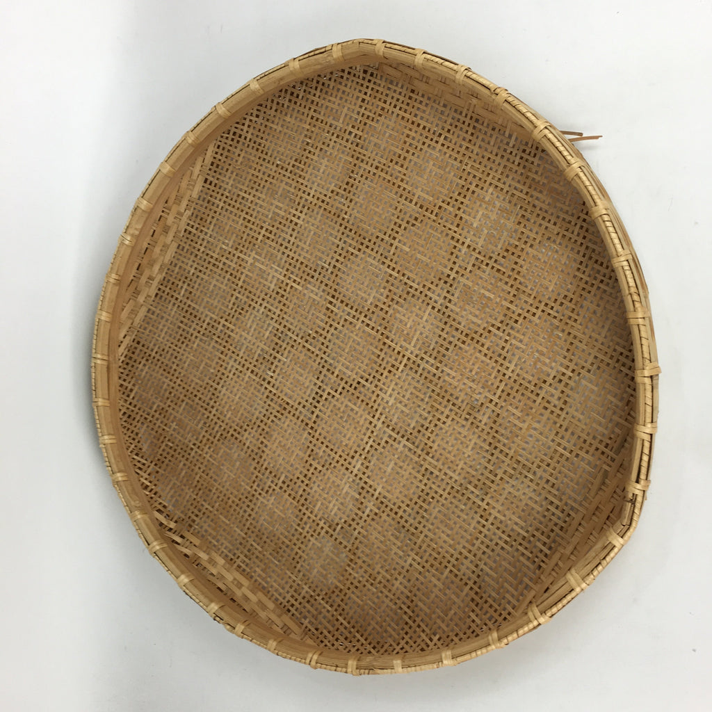Japanese Large Bamboo Drying Basket Vtg Natural Round Kago Zaru 53cm Wide B157