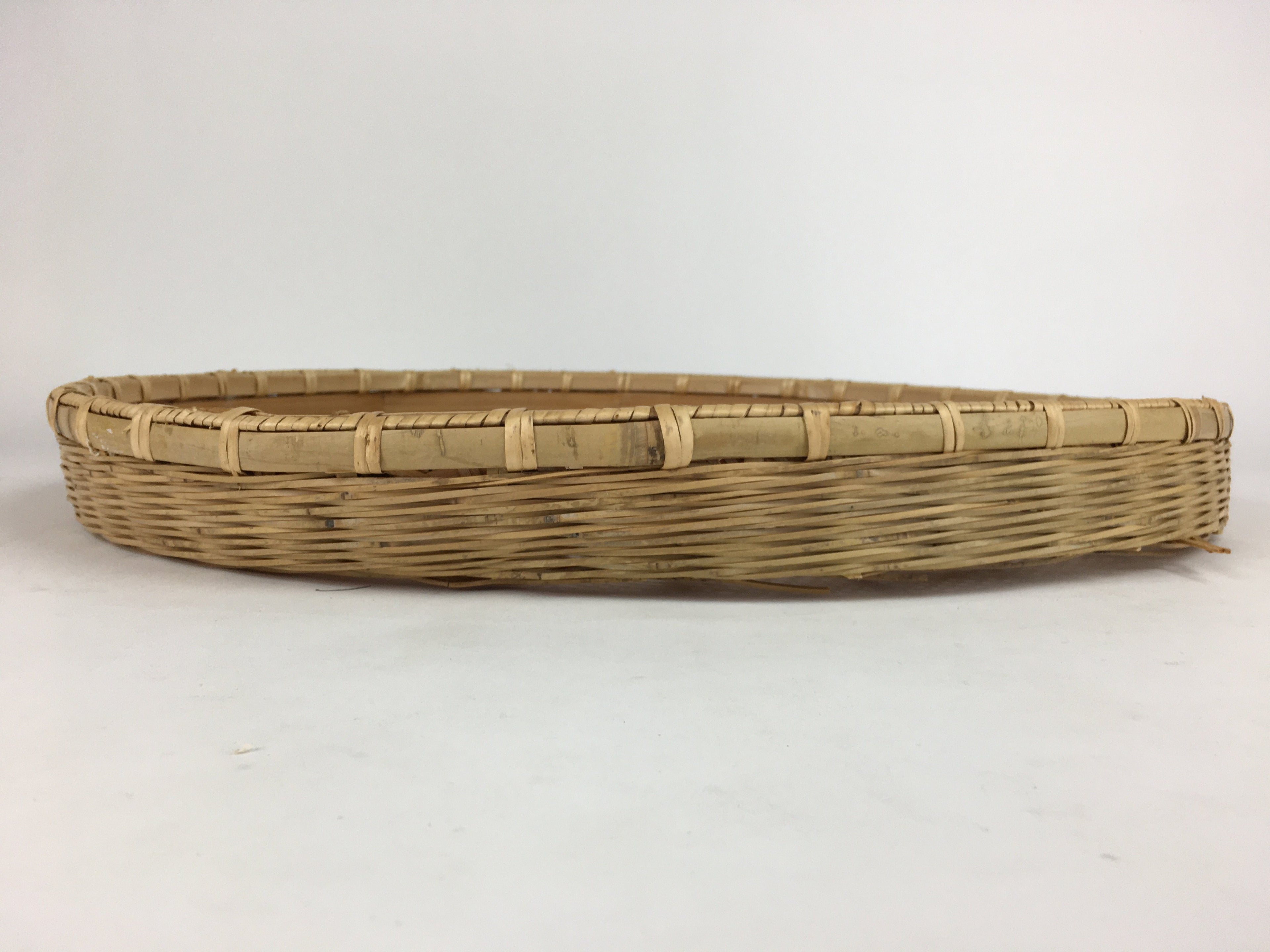 Japanese Large Bamboo Drying Basket Vtg Natural Round Kago Zaru 53cm Wide B157