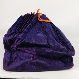 Japanese Large Storage Bag Vtg Kimono Carry Bag Hard Bottom Plate Purple KB21
