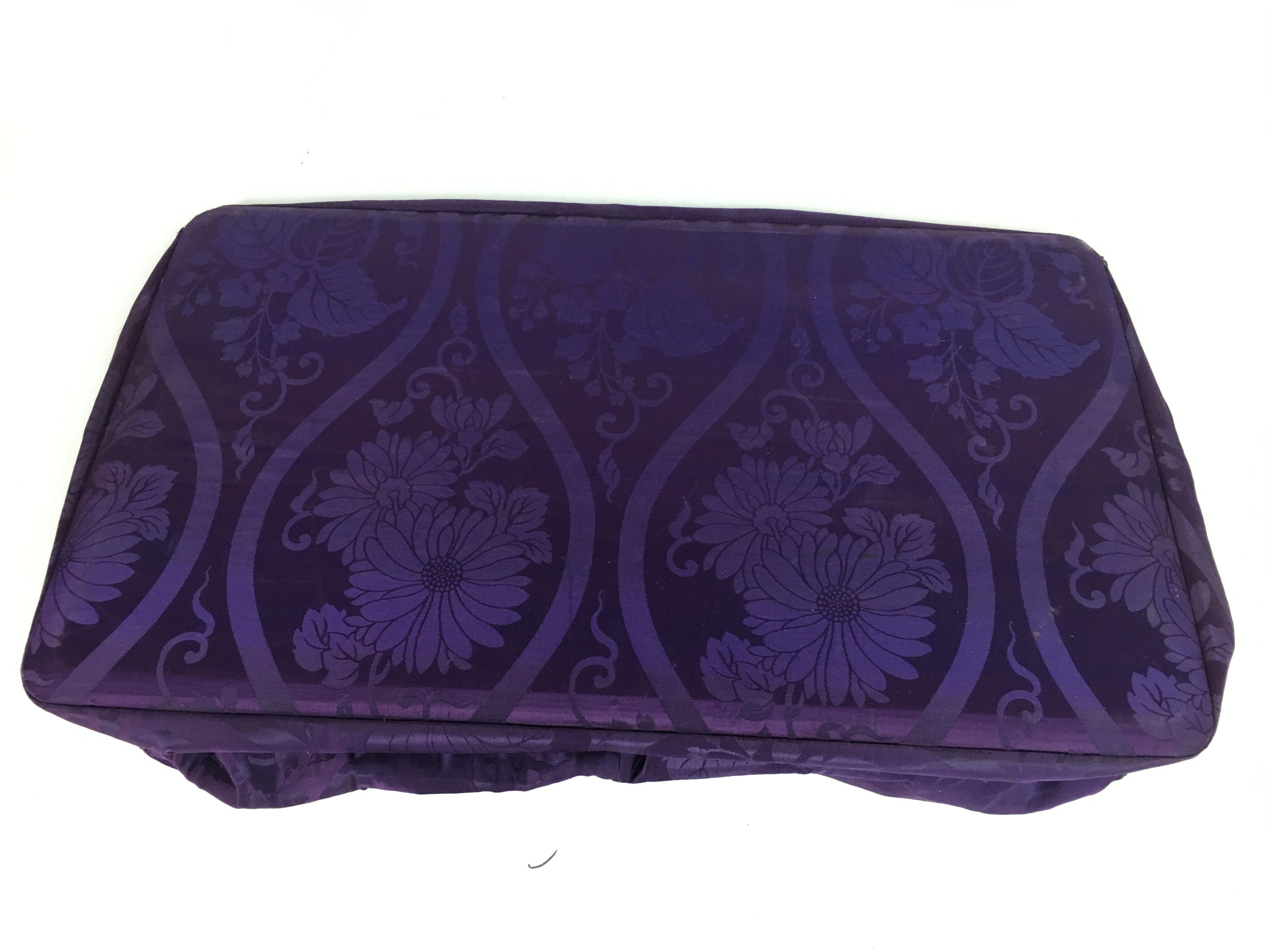 Japanese Large Storage Bag Vtg Kimono Carry Bag Hard Bottom Plate Purple KB21