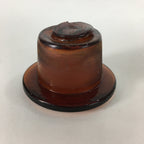 Japanese Lidded Glass Medicine Bottle Vtg Amber Color Glass 10.5 cm Vase MB10