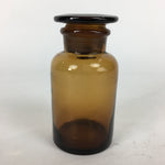 Japanese Lidded Glass Medicine Bottle Vtg Amber Color Glass 10.5 cm Vase MB12
