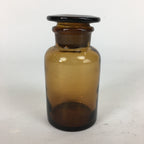Japanese Lidded Glass Medicine Bottle Vtg Amber Color Glass 10.5 cm Vase MB12