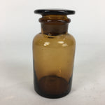 Japanese Lidded Glass Medicine Bottle Vtg Amber Color Glass 10.5 cm Vase MB12