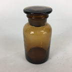 Japanese Lidded Glass Medicine Bottle Vtg Amber Color Glass 10.5 cm Vase MB12