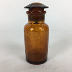 Japanese Lidded Glass Medicine Bottle Vtg Amber Color Glass 10.5 cm Vase MB13