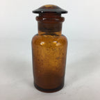 Japanese Lidded Glass Medicine Bottle Vtg Amber Color Glass 10.5 cm Vase MB13