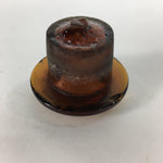 Japanese Lidded Glass Medicine Bottle Vtg Amber Color Glass 10.5 cm Vase MB13