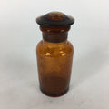 Japanese Lidded Glass Medicine Bottle Vtg Amber Color Glass 10.5 cm Vase MB13