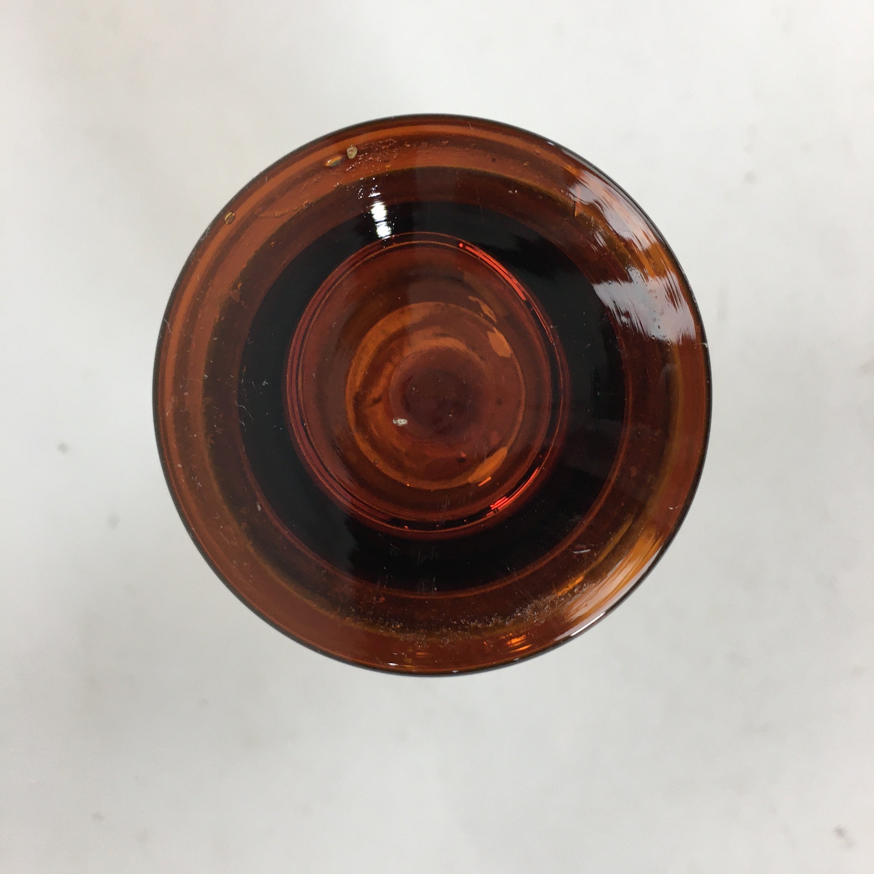 Japanese Lidded Glass Medicine Bottle Vtg Amber Color Glass 11 cm Vase MB11