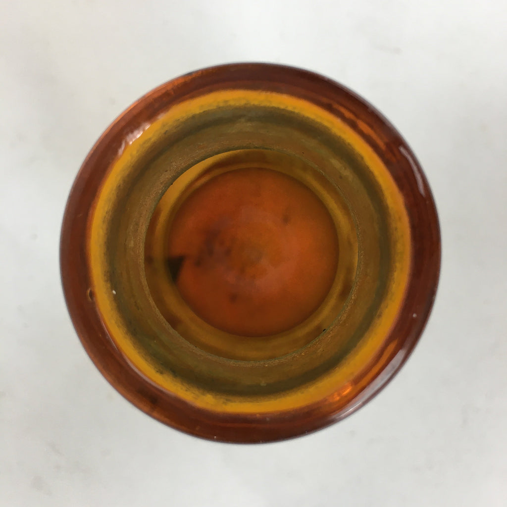 Japanese Lidded Glass Medicine Bottle Vtg Amber Color Glass 11 cm Vase MB11