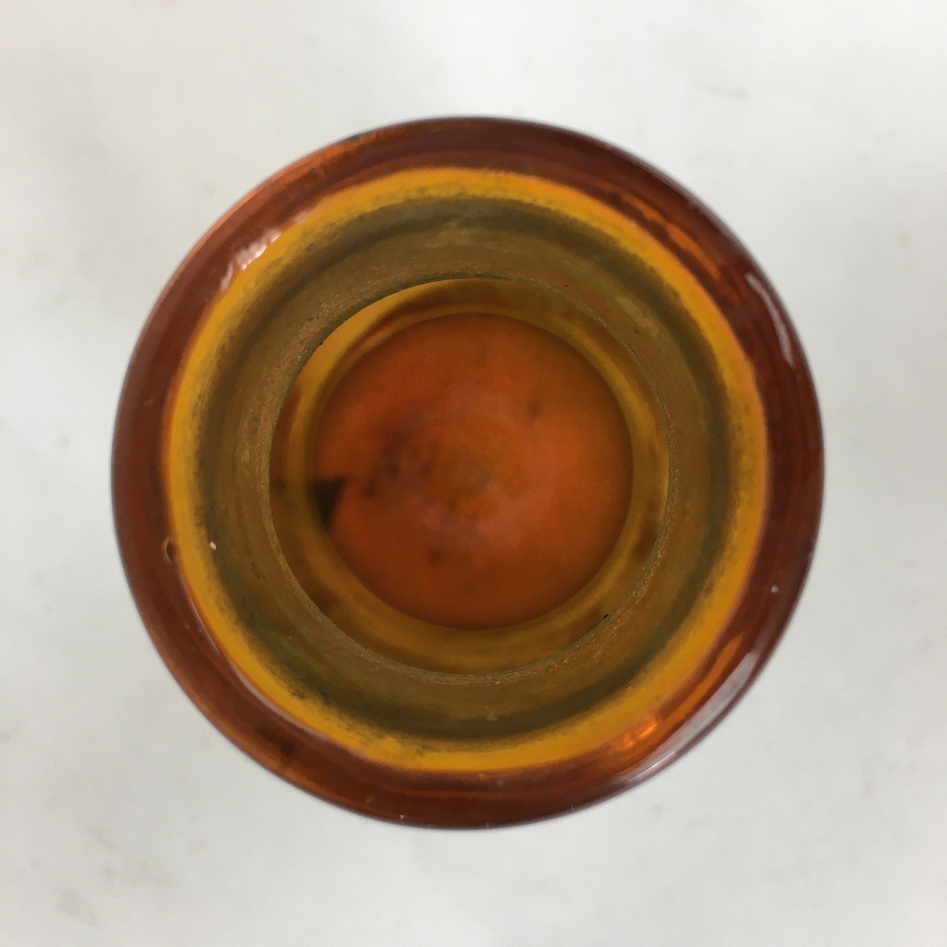 Japanese Lidded Glass Medicine Bottle Vtg Amber Color Glass 11 cm Vase MB11