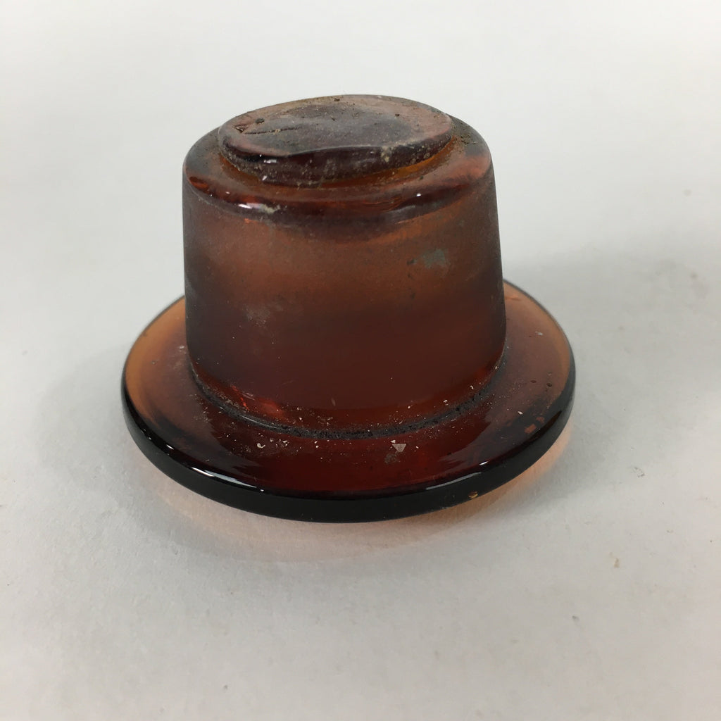 Japanese Lidded Glass Medicine Bottle Vtg Amber Color Glass 11 cm Vase MB11