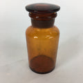 Japanese Lidded Glass Medicine Bottle Vtg Amber Color Glass 11 cm Vase MB11