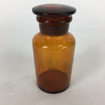 Japanese Lidded Glass Medicine Bottle Vtg Amber Color Glass 11 cm Vase MB11