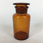 Japanese Lidded Glass Medicine Bottle Vtg Amber Color Glass 11 cm Vase MB6