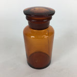 Japanese Lidded Glass Medicine Bottle Vtg Amber Color Glass 11 cm Vase MB6