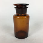 Japanese Lidded Glass Medicine Bottle Vtg Amber Color Glass 11 cm Vase MB9
