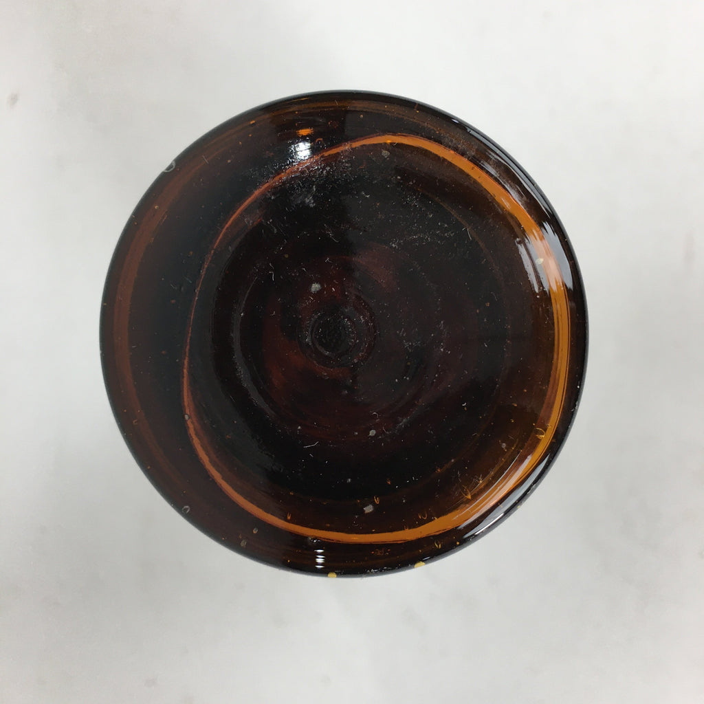 Japanese Lidded Glass Medicine Bottle Vtg Amber Color Glass 11 cm Vase MB9