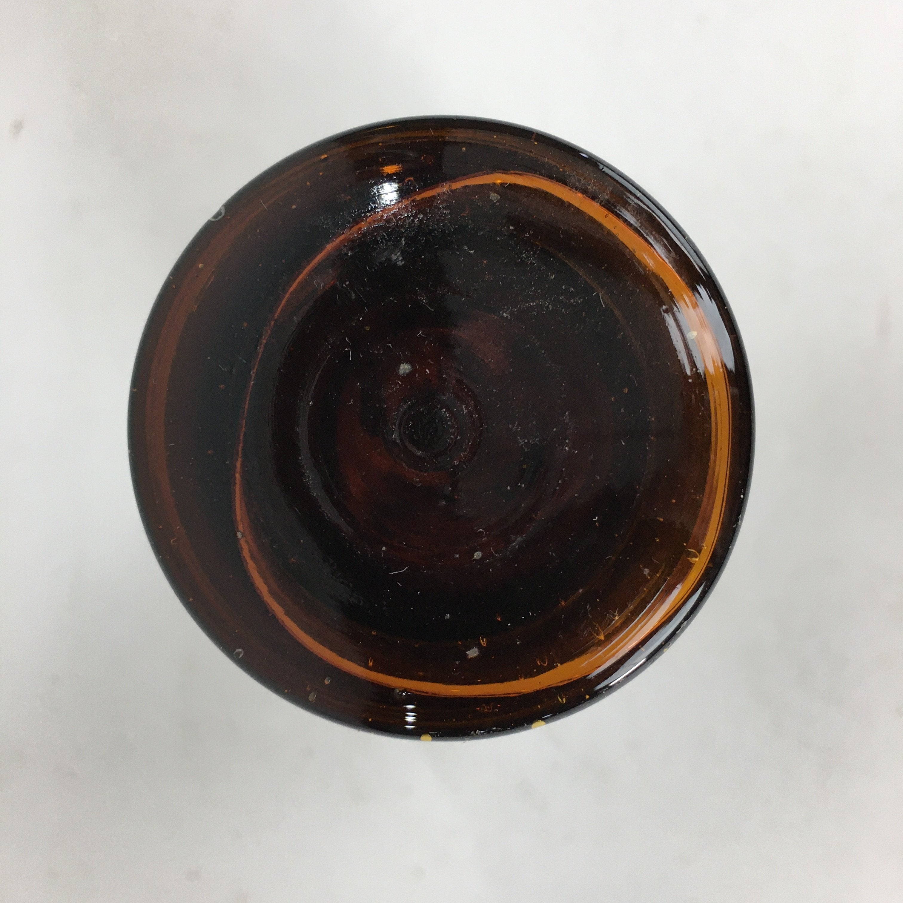 Japanese Lidded Glass Medicine Bottle Vtg Amber Color Glass 11 cm Vase MB9