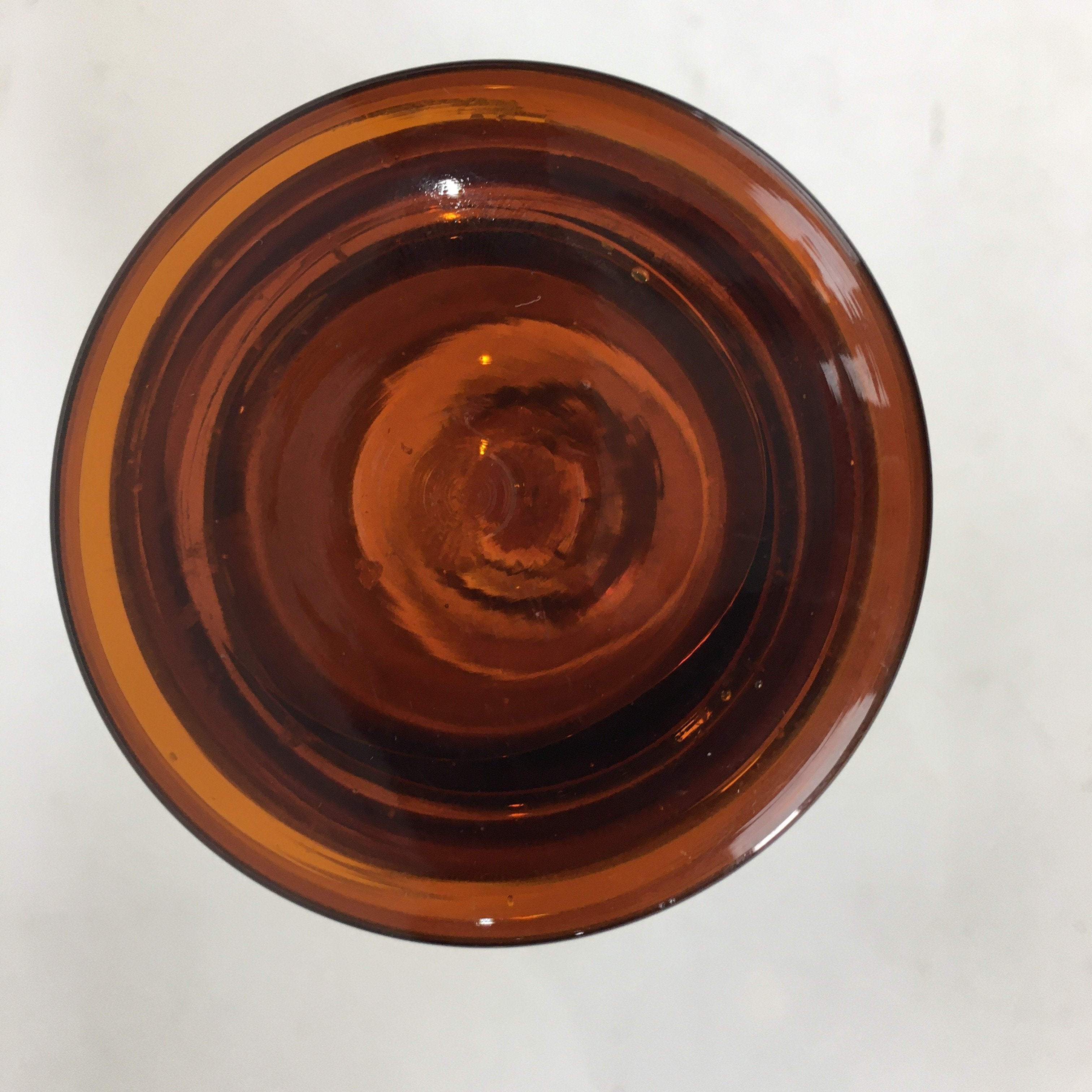 Japanese Lidded Glass Medicine Bottle Vtg Amber Color Glass 13 cm Vase MB2