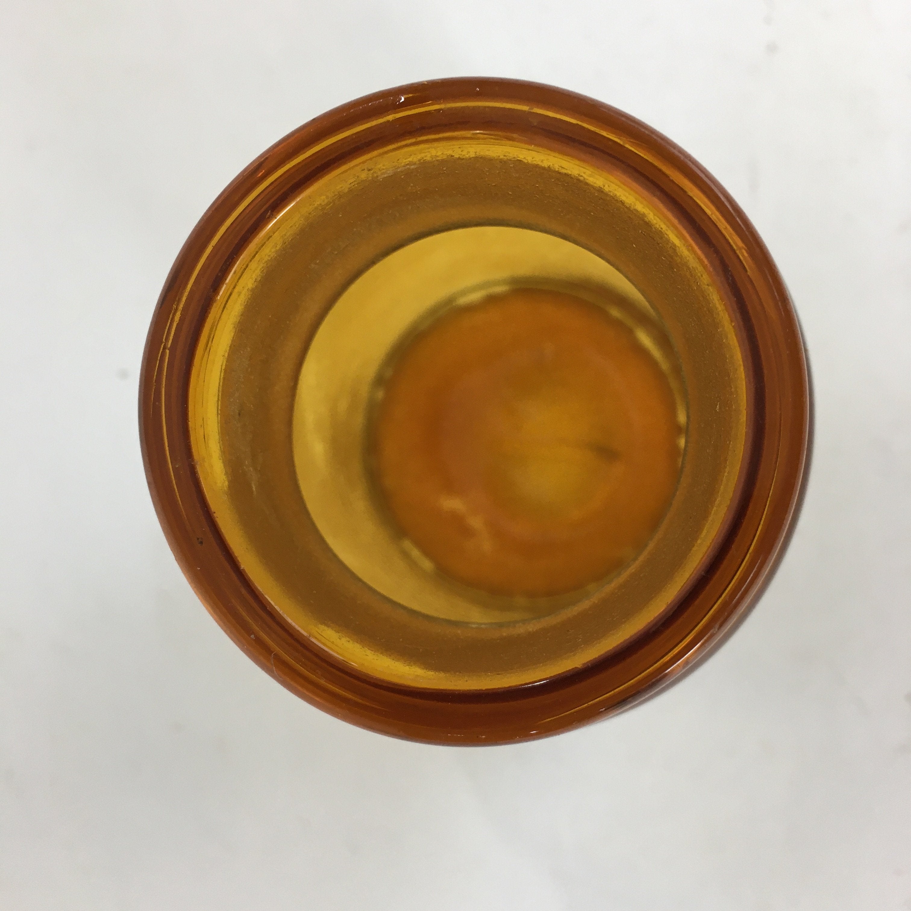 Japanese Lidded Glass Medicine Bottle Vtg Amber Color Glass 13 cm Vase MB2