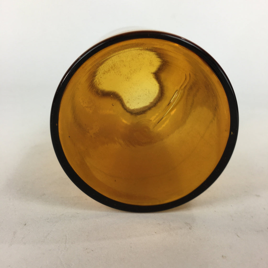 Japanese Lidded Glass Medicine Bottle Vtg Amber Color Glass 13 cm Vase MB2