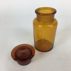 Japanese Lidded Glass Medicine Bottle Vtg Amber Color Glass 13 cm Vase MB2