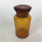 Japanese Lidded Glass Medicine Bottle Vtg Amber Color Glass 13 cm Vase MB2