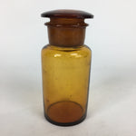 Japanese Lidded Glass Medicine Bottle Vtg Amber Color Glass 13.5 cm Vase MB7