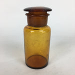 Japanese Lidded Glass Medicine Bottle Vtg Amber Color Glass 13.5 cm Vase MB7