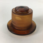 Japanese Lidded Glass Medicine Bottle Vtg Amber Color Glass 13.5 cm Vase MB7