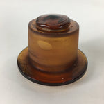Japanese Lidded Glass Medicine Bottle Vtg Amber Color Glass 13.5 cm Vase MB7