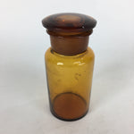 Japanese Lidded Glass Medicine Bottle Vtg Amber Color Glass 13.5 cm Vase MB7
