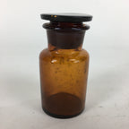 Japanese Lidded Glass Medicine Bottle Vtg Amber Color Glass 8.5 cm Vase MB14