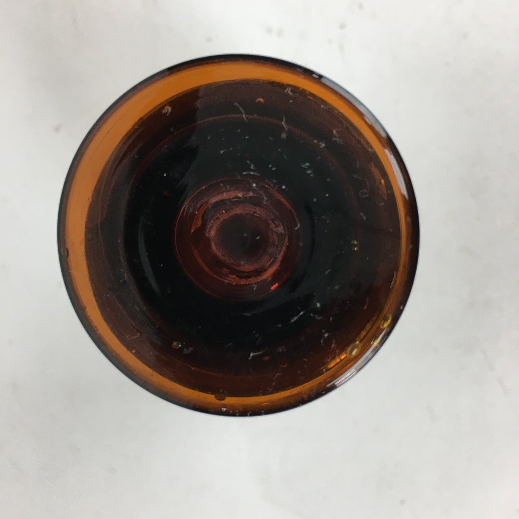 Japanese Lidded Glass Medicine Bottle Vtg Amber Color Glass 8.5 cm Vase MB14