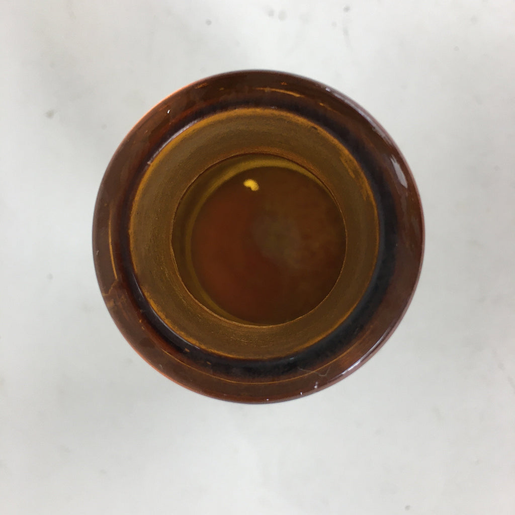 Japanese Lidded Glass Medicine Bottle Vtg Amber Color Glass 8.5 cm Vase MB14