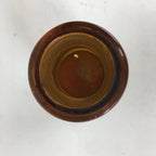 Japanese Lidded Glass Medicine Bottle Vtg Amber Color Glass 8.5 cm Vase MB14