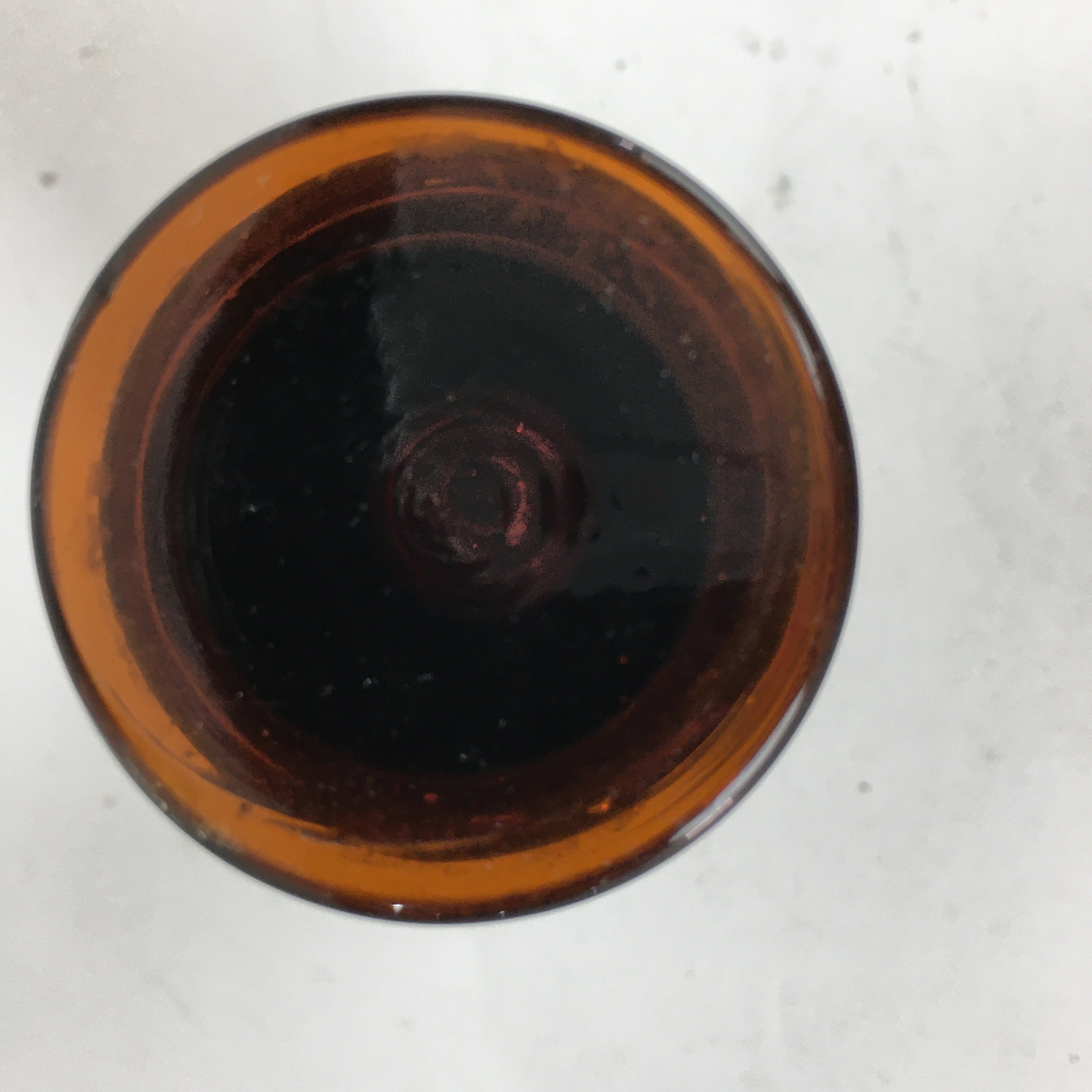 Japanese Lidded Glass Medicine Bottle Vtg Amber Color Glass 8.5 cm Vase MB15