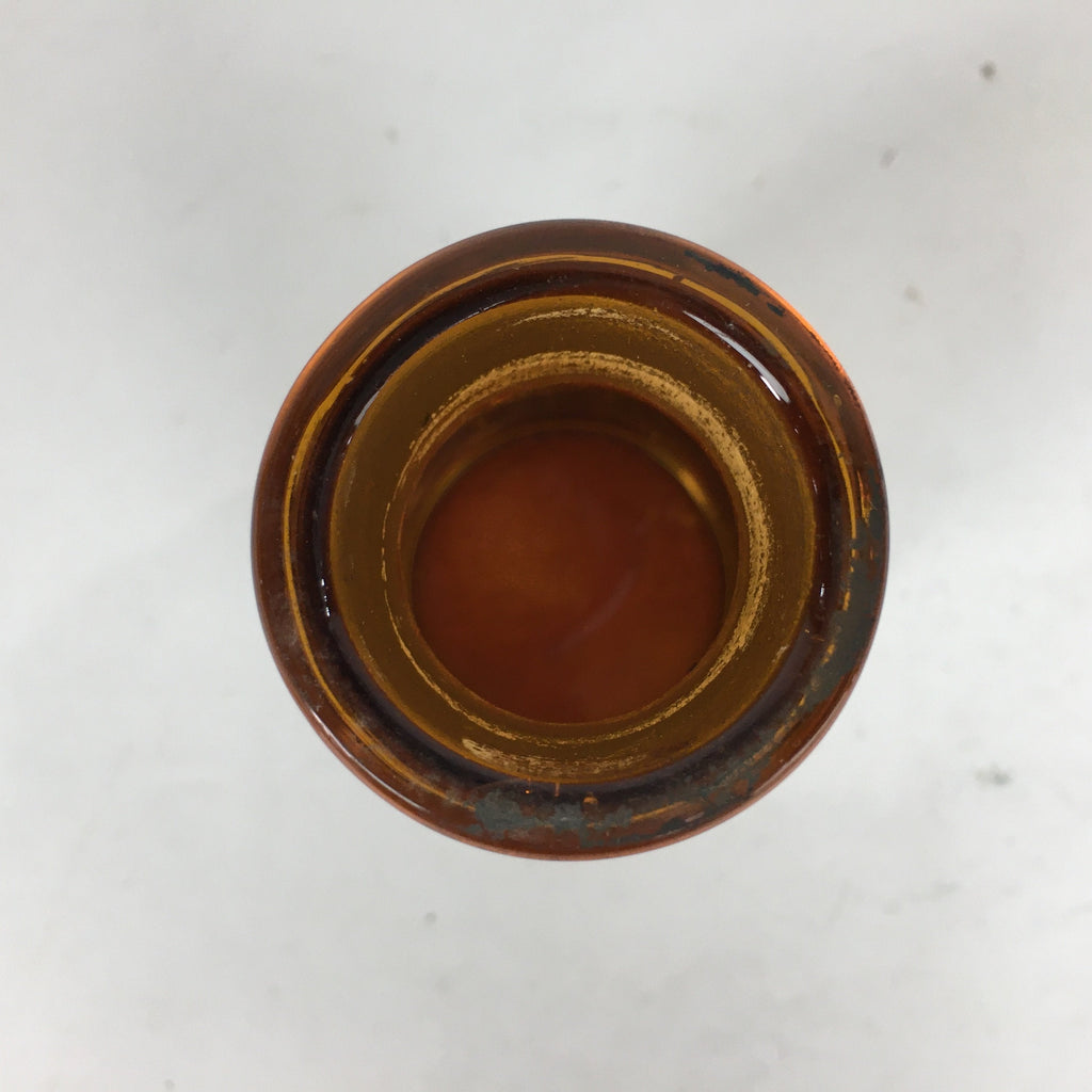 Japanese Lidded Glass Medicine Bottle Vtg Amber Color Glass 8.5 cm Vase MB15