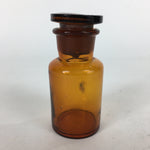 Japanese Lidded Glass Medicine Bottle Vtg Amber Color Glass 8.5 cm Vase MB17