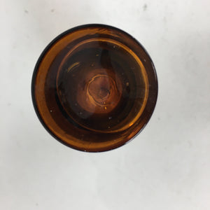 Japanese Lidded Glass Medicine Bottle Vtg Amber Color Glass 8.5 cm Vase MB17